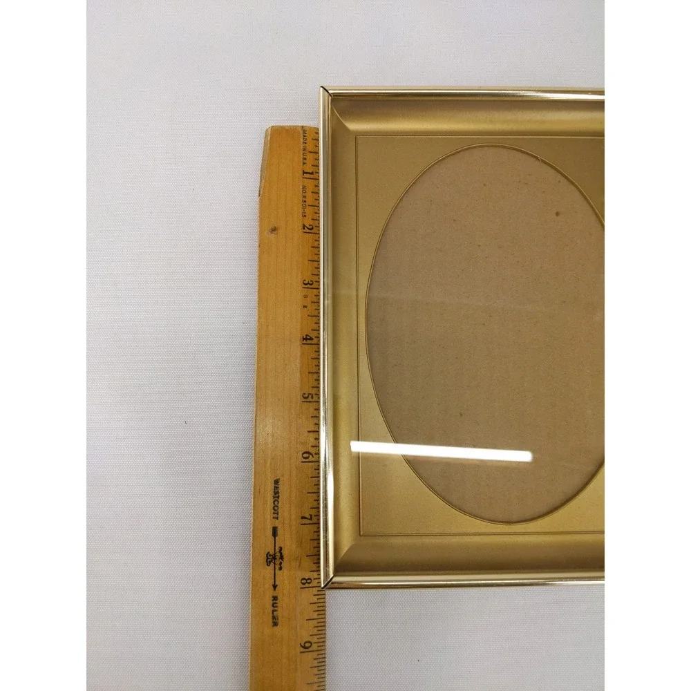 Vintage Picture Frame Gold Tone Metal Oval Mat 5x7 8x6 Rectangular Tabletop Wall